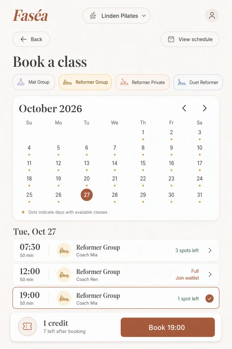 Member app: book a class