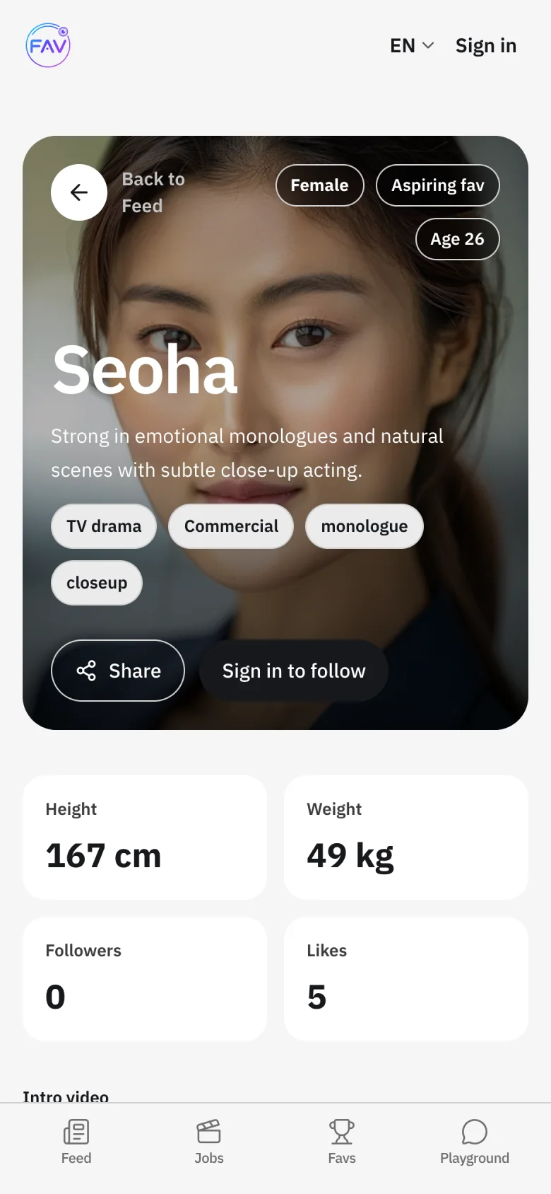 FAV mobile actor profile